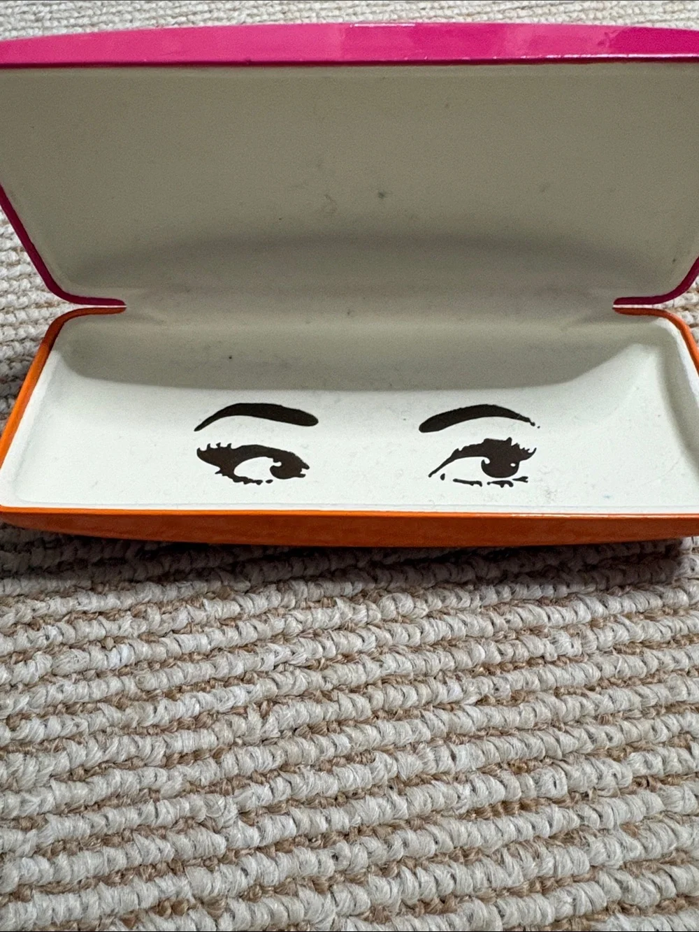 kate spade Bright Pink and Orange Hard Shell Travel Case with Gold Logo